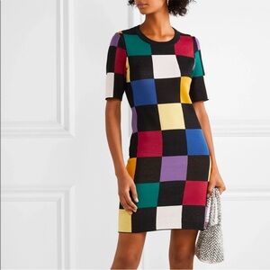 STAUD omars checkered mini dress rainbow multicolor retro size M